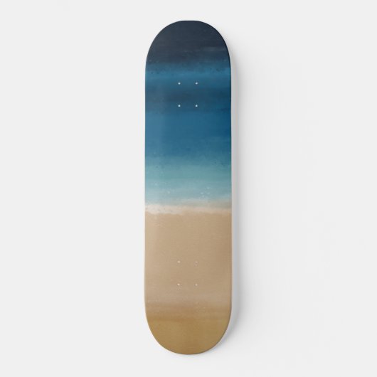 Skateboard Aquarelle moderne Gold Blue Beach (Recto)