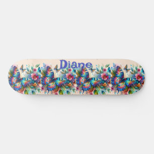 Skateboard Aquarelle Papillon Floral Garden Personnalisé