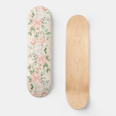 Skateboard Aquarelle Pêche Fleurs blanches Élégant (Recto)