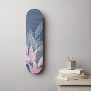 Skateboard Aquarelle Plante Abstraite Rose Et Punk
