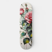 Skateboard Aquarelle Rose en floraison (Recto)