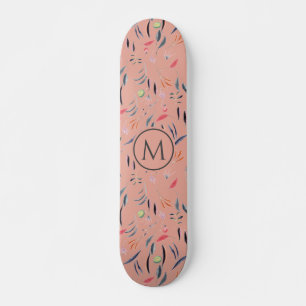 Skateboard Aquarelle rose rose rose élégant MONOGRAM