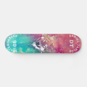 Skateboard Aquarelle rose Turquoise Aquarelle Monogramme arti (Horz)
