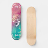 Skateboard Aquarelle rose Turquoise Aquarelle Monogramme arti (Recto)