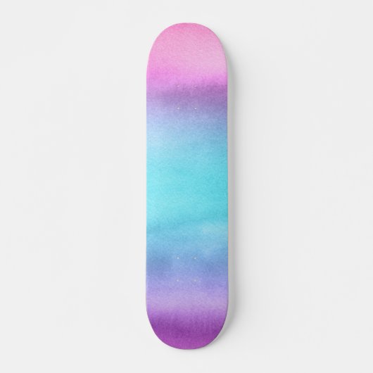 Skateboard Aquarelle rose Turquoise violet (Devant)