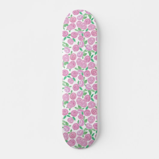 Skateboard Aquarelle, roses roses (Devant)