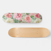 Skateboard Aquarelle rustique moderne de rose rose de crème (Horz)