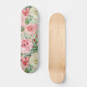 Skateboard Aquarelle rustique moderne de rose rose de crème (Recto)
