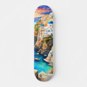Skateboard Aquarelle Serene "Santorini Sunset" (Devant)