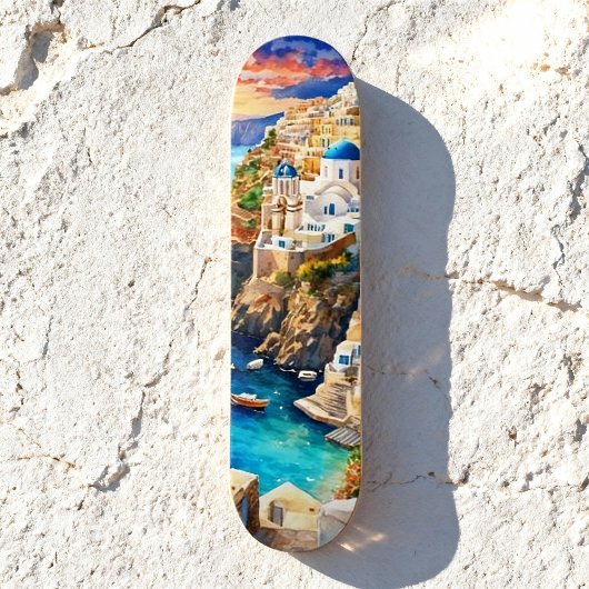 Skateboard Aquarelle Serene "Santorini Sunset"