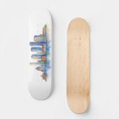 Skateboard Aquarelle Skyline de Boston City | MA Boston moder (Recto)