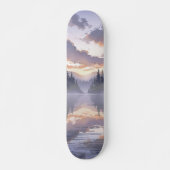 Skateboard Aquarelle Sunrise - Serene Misty Mountain Lake (Devant)