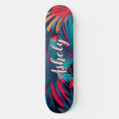Skateboard Aquarelle tropicale fluorescente Palm Feuilles Nom (Recto)