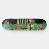 Skateboard Aquarelle Unique Vibrante Aloha Paradis Tropical (Horz)