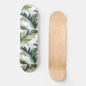 Skateboard Aquarelle vert Motif de feuillage tropical (Recto)