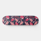 Skateboard Ara Parrot rouge rose dessin Tropical Leave Motif (Horz)