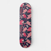 Skateboard Ara Parrot rouge rose dessin Tropical Leave Motif (Recto)