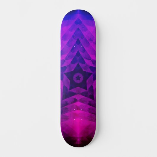 Skateboard Arbre de Noël Silhouette & Étoile violette Dégradé (Recto)