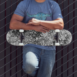 Skateboard Arbre De Vie - Spirales Feuille Grunge Style 1