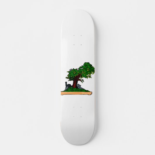 Skateboard Arbre droit de bonsaïs de Penjing avec la roche (Devant)