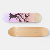 Skateboard Arbre fou Créature Encre Art Imaginaire rose (Horz)