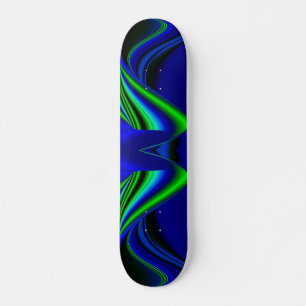 Skateboard Arc-en-ciel Abstrait en vert et bleu