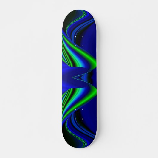 Skateboard Arc-en-ciel Abstrait en vert et bleu (Devant)