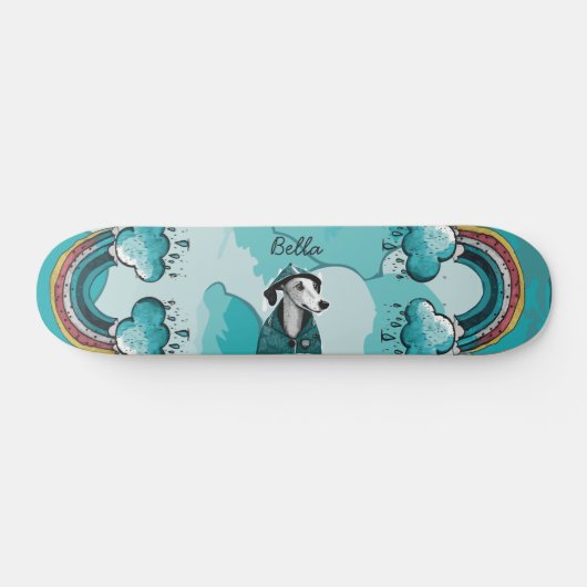 Skateboard Arc-en-ciel et chien (Horz)