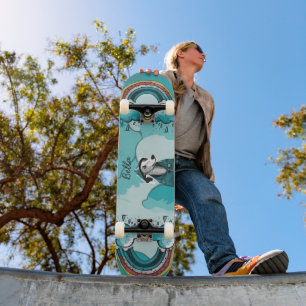 Skateboard Arc-en-ciel et chien