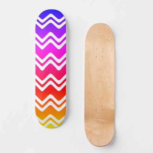 Skateboard Arc-en-ciel lumineux avec Zig Zag blanc (Recto)
