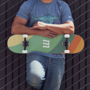 Skateboard Arc-en-ciel minimaliste rayures faites main