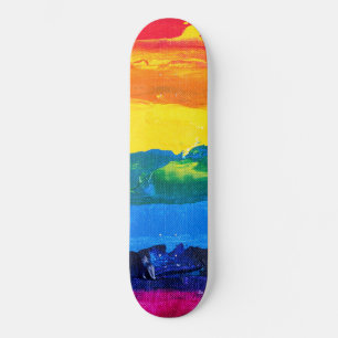 Skateboard Arc-en-ciel Peinture acrylique Gay Colours Fierté 