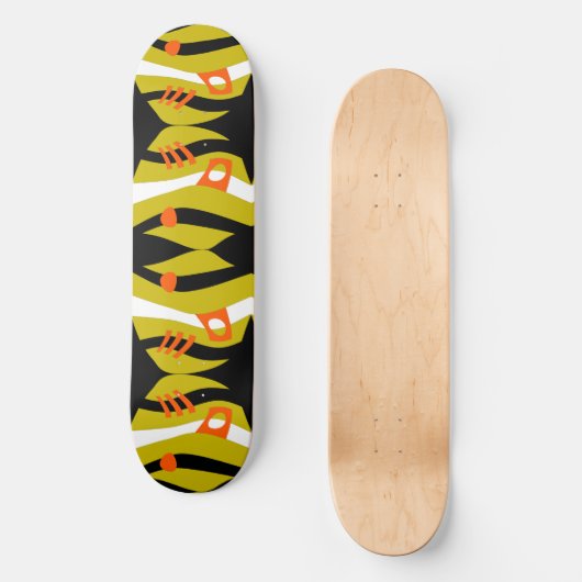 Skateboard Arche Abstraite Noé Olive Orange Blanc (Recto)