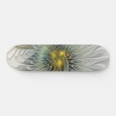 Skateboard Argent d'or Imaginaire Fractal abstrait Art (Horz)