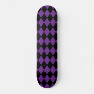 Skateboard Arlequin Raisin et Noir