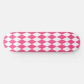 Skateboard Arlequin rose blanc Diamants Checkers Design (Horz)