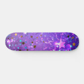 Skateboard Arrière - plan de feuille violet avec étoiles (Horz)