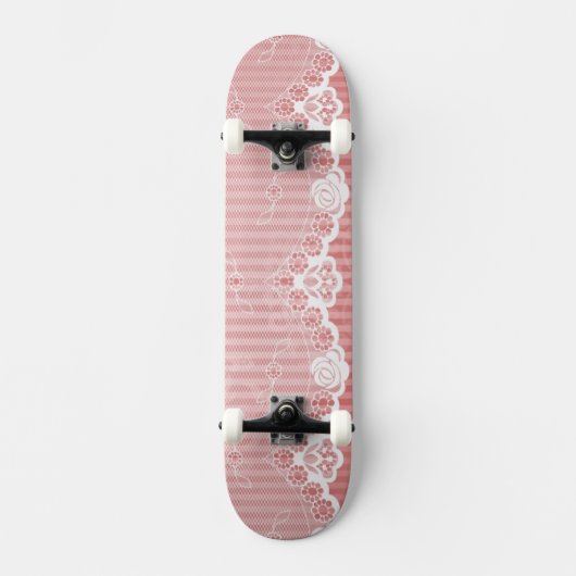 Skateboard Arrière - plan rose et blanc avec la dentelle (Recto)