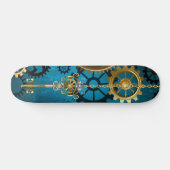 Skateboard Arrière - plan turquoise à vapeur avec engrenages (Horz)