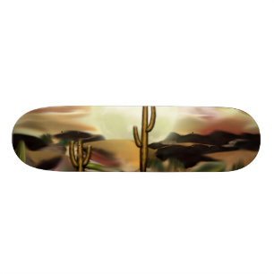 Skateboard Art abstrait de lever de soleil de désert de