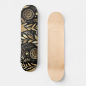 Skateboard Art Abstrait Feuillage Doré Noir Minimal Boho Funk (Recto)