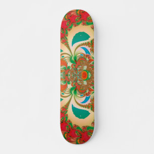 Skateboard Art abstrait fractal de hibou rouge