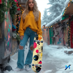 Skateboard Art Abstrait Géométrique en Couleurs Primaires Min