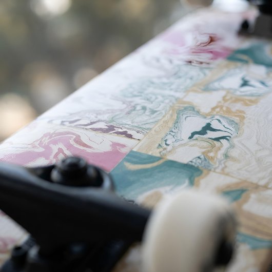 Skateboard Art abstrait moderne or rose et sarcelle fluide ma