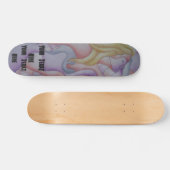 Skateboard art abstrait multicolore rose pose dame rétro (Horz)