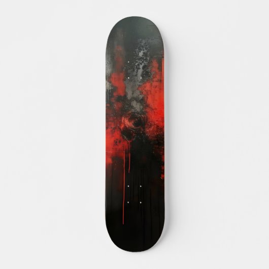 Skateboard Art Abstrait noir rouge (Devant)