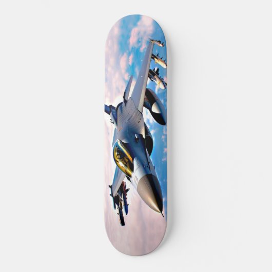 Skateboard Art de F-16 survolant les nuages (Recto)
