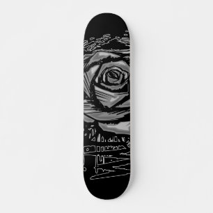Skateboard Art de graffiti de rose grise et robuste • Style d