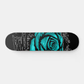 Skateboard Art de graffiti de rose robuste sarcelle • Style d (Horz)