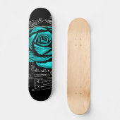 Skateboard Art de graffiti de rose robuste sarcelle • Style d (Recto)